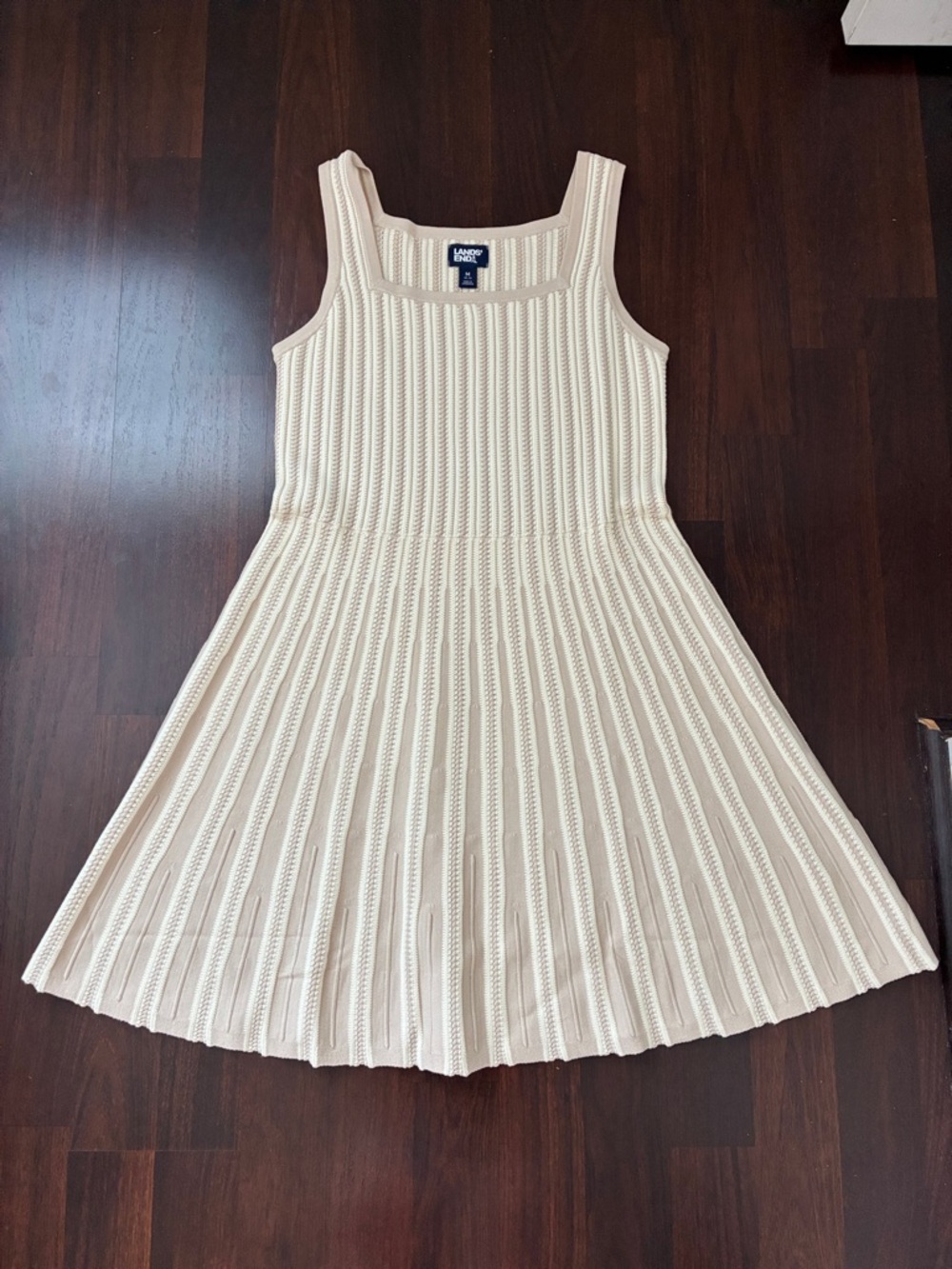 Lands' End Neutral Cable Rib Knit Tank in Cream